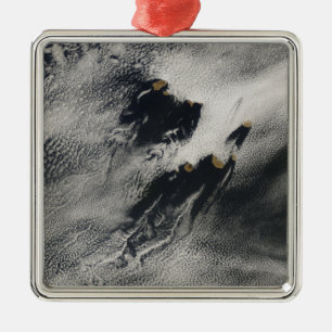 Ornement Carré Argenté nuages de vague et vortexes Bateau-vague-formés d