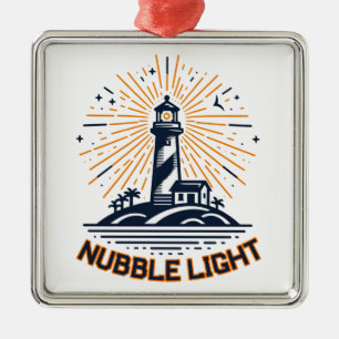 Ornement Carré Argenté Nubble Light Maine Lever du Soleil