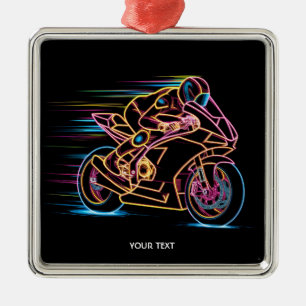 Ornement Carré Argenté Nuit de course de moto Imaginaire mignonne