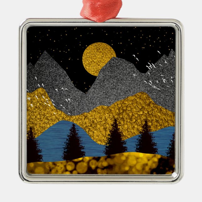 Ornement Carré Argenté Nuit dorée (Devant)