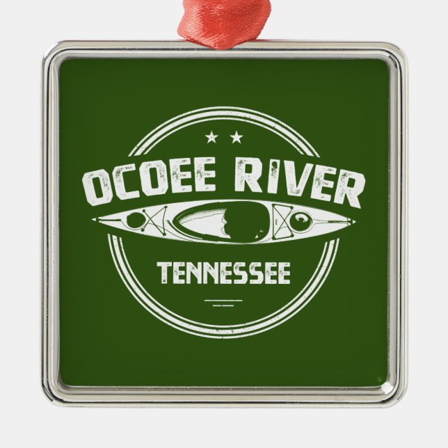 Ornement Carré Argenté Ocoee River, Tennessee (Devant)