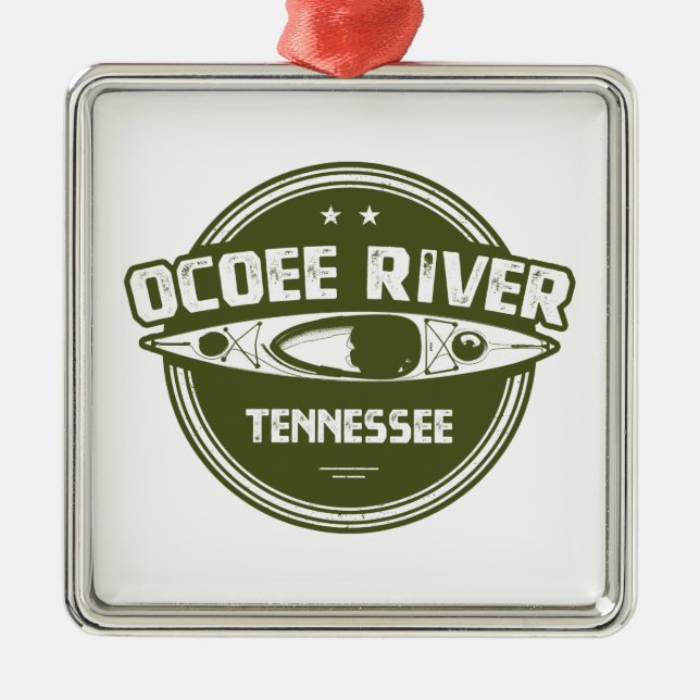 Ornement Carré Argenté Ocoee River, Tennessee (Devant)