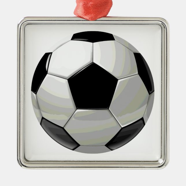 Ornement Carré Argenté Oeuvre de soccer unique (Devant)