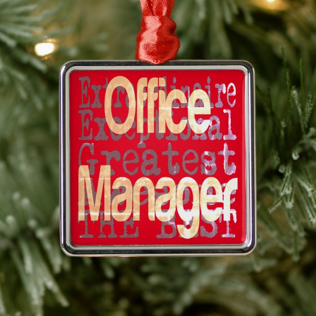 Ornement Carré Argenté Office Manager Extraordinaire (Arbre)