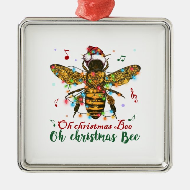 Ornement Carré Argenté Oh Christmas Bee Oh Christmas Bee Light (Devant)