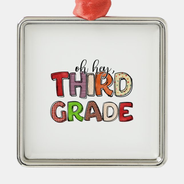 Ornement Carré Argenté Oh Hey 3e année (Devant)