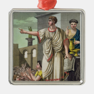 Ornement Carré Argenté Orateur romain, de "L'Antica Roma", 1825 (couleur