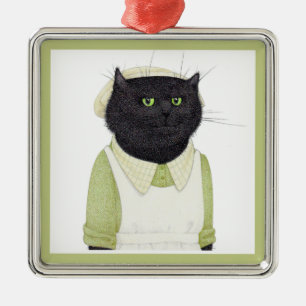 Ornement Carré Argenté ORDINATEUR Carré Premium CAT MAID CUISINE