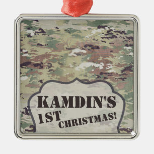 Ornement Carré Argenté Ordinateur XMAS de l'armée OCP Camo Uniforme