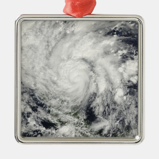 Ornement Carré Argenté Ouragan Ida au-dessus du Nicaragua (Devant)