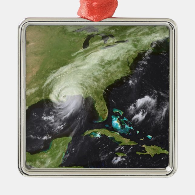 Ornement Carré Argenté Ouragan Katrina 4 (Devant)