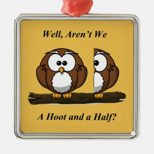 Ornement Carré Argenté Owl A Hoot and a Half