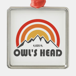 Ornement Carré Argenté Owl's Head New Hampshire