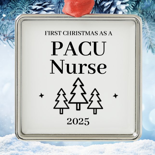 Ornement Carré Argenté Pacu Nurse Christmas (Pacu Nurse Christmas Metal Ornament
)