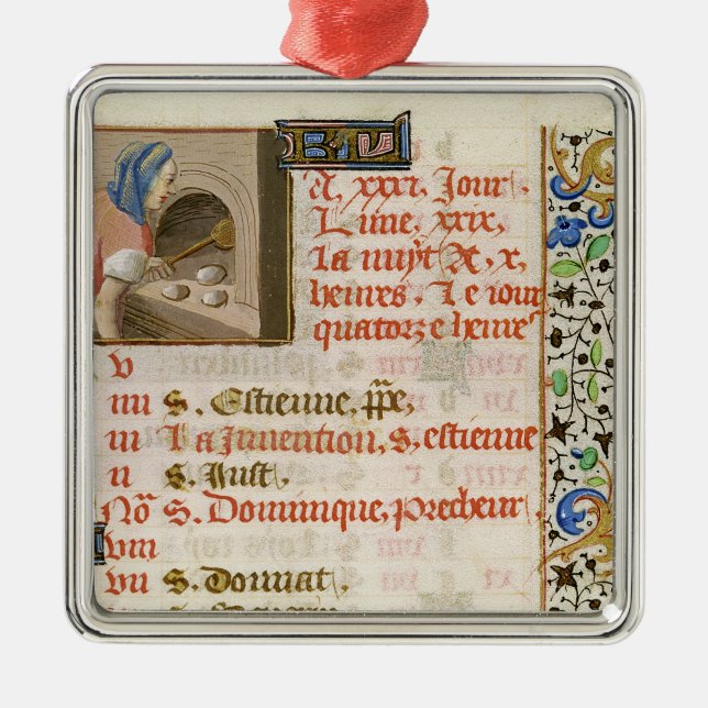 Ornement Carré Argenté Pain de cuisson, d'un livre des heures (Devant)