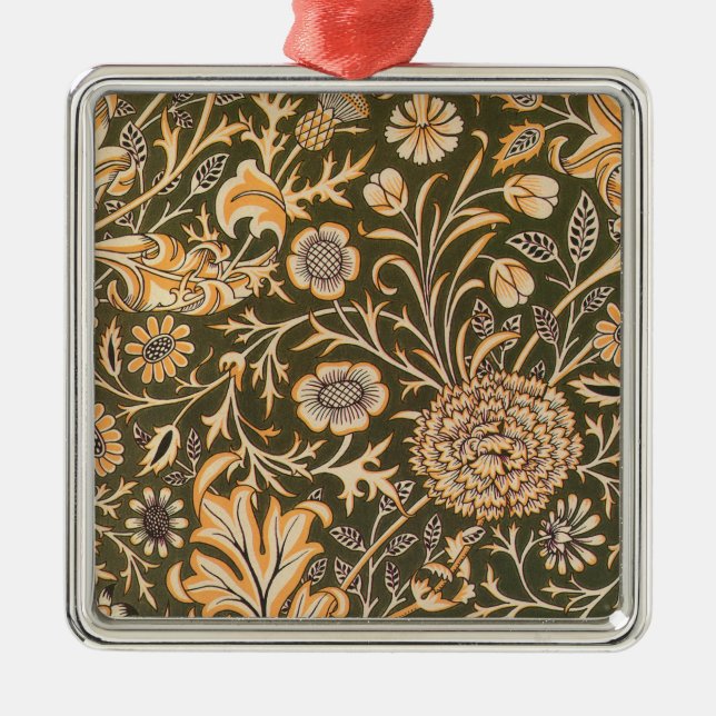 Ornement Carré Argenté papier peint william morris design cherwell (Devant)