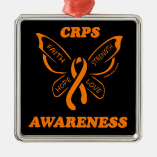 Ornement Carré Argenté Papillon/Sensibilisation...CRPS