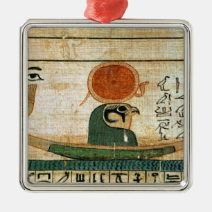 Ornement Carré Argenté Papyrus funéraire égyptien