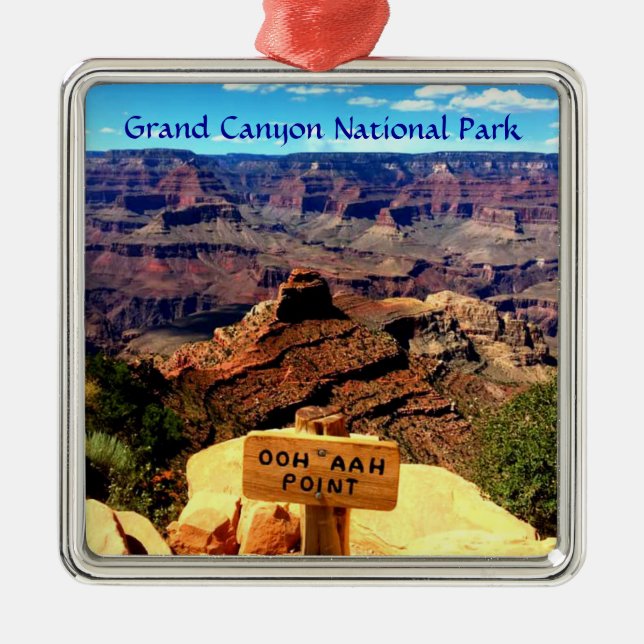 Ornement Carré Argenté Parc national du Grand Canyon Ooh Aah Point (Devant)