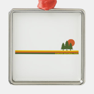Ornement Carré Argenté Parc national Exmoor Pine Trees Soleil