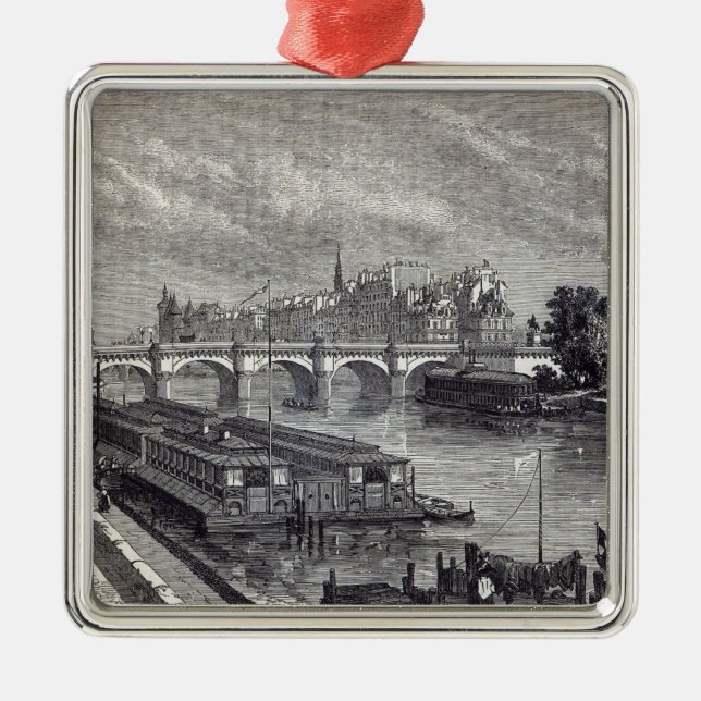 Ornement Carré Argenté Paris moderne : Le Pont Neuf, 1845 (Devant)