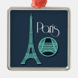 Ornement Carré Argenté Paris Teal