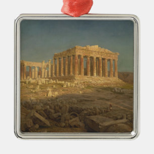 Ornement Carré Argenté Parthénon (temple grec antique, site d'Athènes)