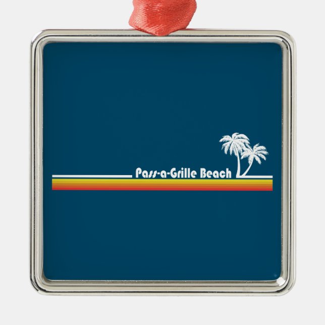 Ornement Carré Argenté Pass-a-Grille Beach Floride (Devant)