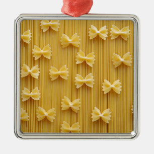 Ornement Carré Argenté Pâtes Spaghetti nouilles Abstraites