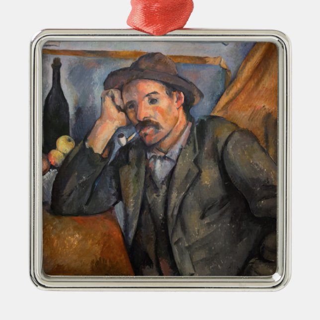 Ornement Carré Argenté Paul Cezanne - Fumeur (Devant)