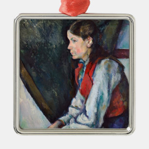 Ornement Carré Argenté Paul Cezanne - Garçon dans la veste rouge