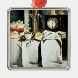 Ornement Carré Argenté Paul Cezanne  L'horloge en marbre noir, vers 1870