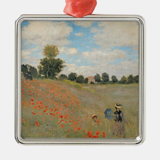 Ornement Carré Argenté Pavots sauvages de Claude Monet |, près (Devant)