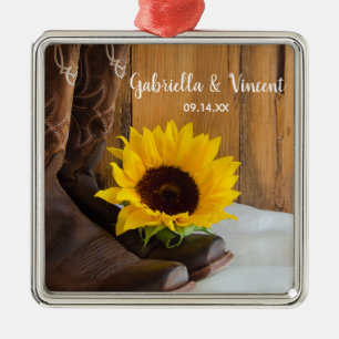 Ornement Carré Argenté Pays Sunflower Mariage Ouest