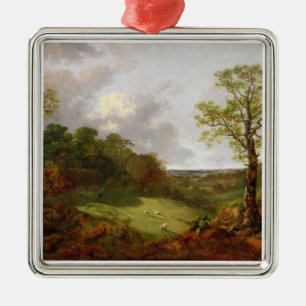 Ornement Carré Argenté Paysage boisé de Thomas Gainsborough   avec un