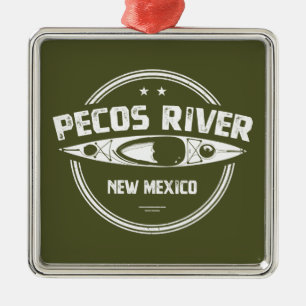Ornement Carré Argenté Pecos River Nouveau Mexique Kayak