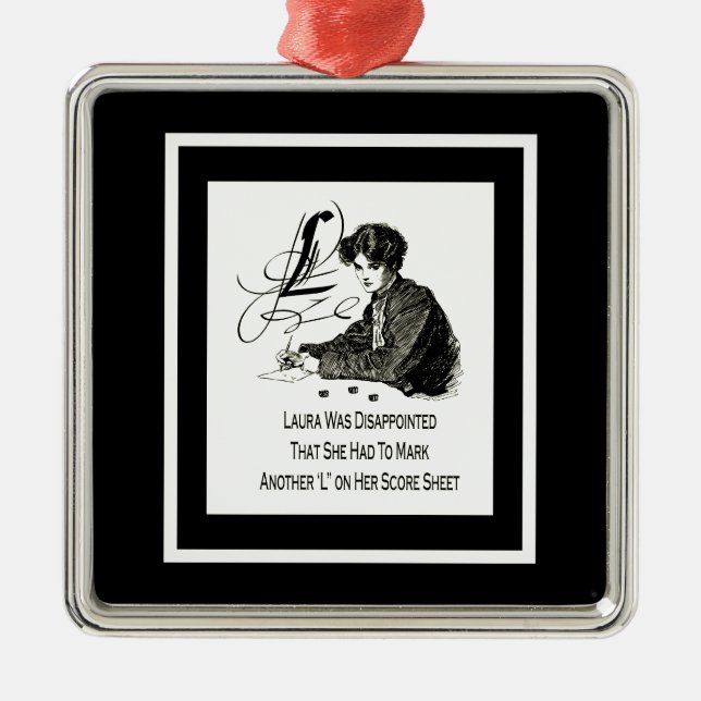 Ornement Carré Argenté Perdant de Bunco (Devant)