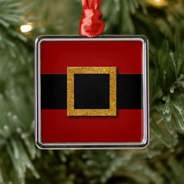 Ornement Carré Argenté Père Noël Belt Buckle (Arbre)