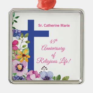Ornement Carré Argenté Personalize, 45th Anniversary Nun Religious Life