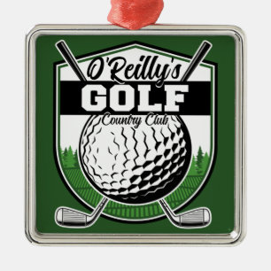 Ornement Carré Argenté Personalized Golfer Player Pro Golf Country Club 