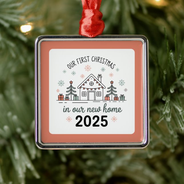 Ornement Carré Argenté Personalized Housewarming Keepsake (Arbre)