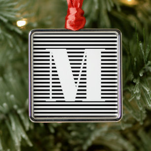 Ornement Carré Argenté Personnaliser monogramme bandes initiales Noël