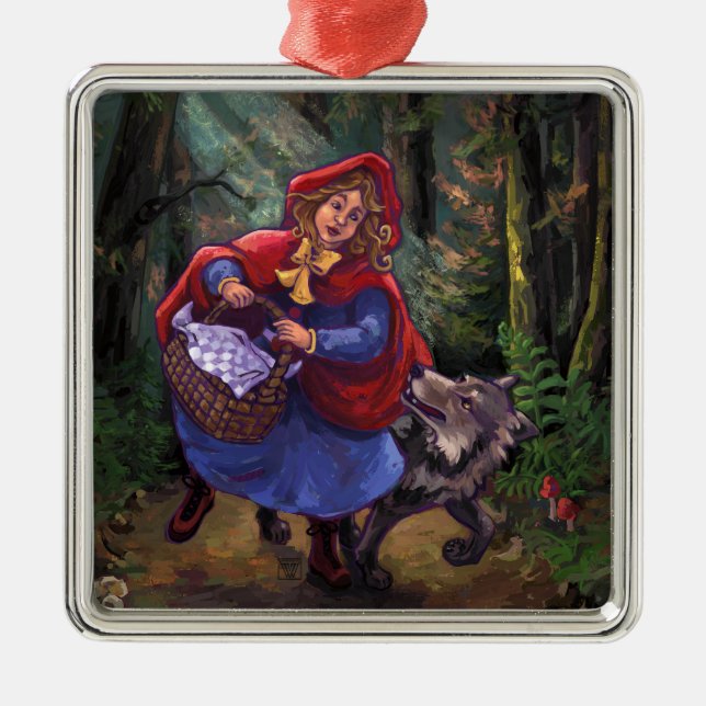 Ornement Carré Argenté Petit Chaperon Rouge (Devant)