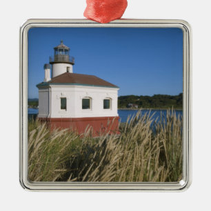 Ornement Carré Argenté Phare de la rivière Coquille, Oregon, États-Unis