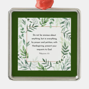 Ornement Carré Argenté Philippiens 4:6, Verse de la Bible,