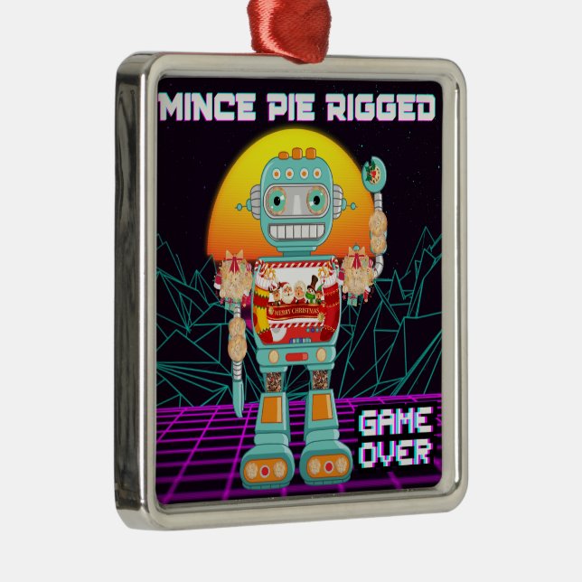 Ornement Carré Argenté Pie Mince Riggé - Jeu sur (Droite)