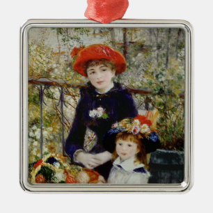 Ornement Carré Argenté Pierre A Renoir Deux Soeurs, ou Sur La Terrasse