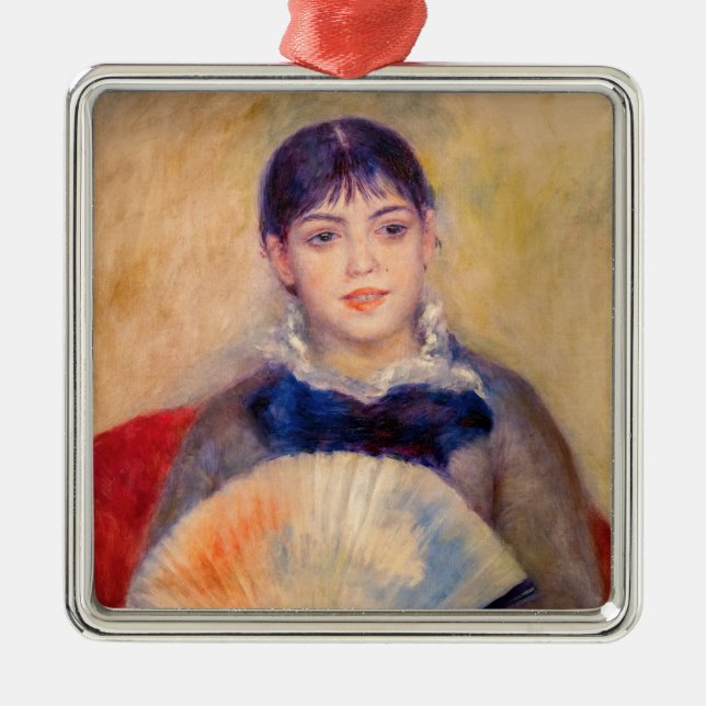 Ornement Carré Argenté Pierre-Auguste Renoir - Fille avec un ventilateur (Devant)