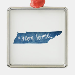 Ornement Carré Argenté Pigeon Forge Tennessee Wood Grain