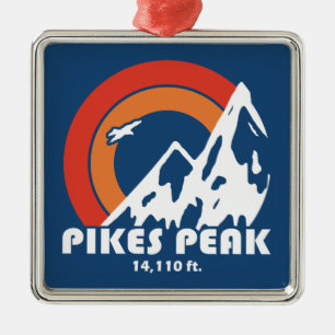 Ornement Carré Argenté Pikes Peak Colorado Sun Eagle